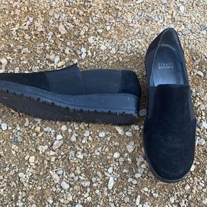 Stuart Weitzman suede black wedge loafer size 7